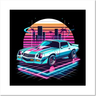 Vaporwave Chevy Camaro Posters and Art